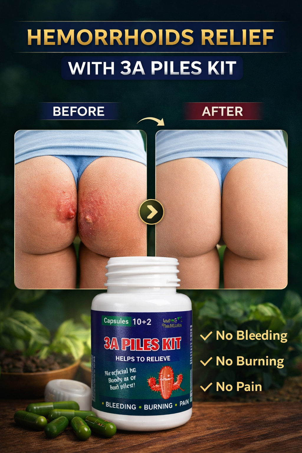 3A Piles Kit – 7 Days Relief for Piles | Stop Bleeding, Burning & Pain Naturally