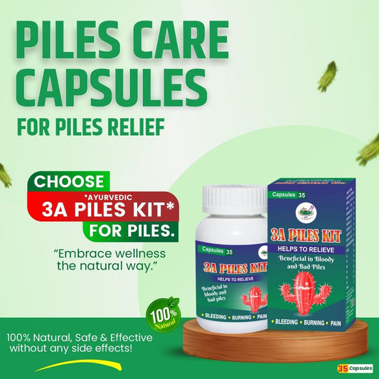3A Piles Kit by Aarogya India | Ayurvedic Piles Relief Kit for Internal & External Hemorrhoids | Natural Pain & Bleeding Support