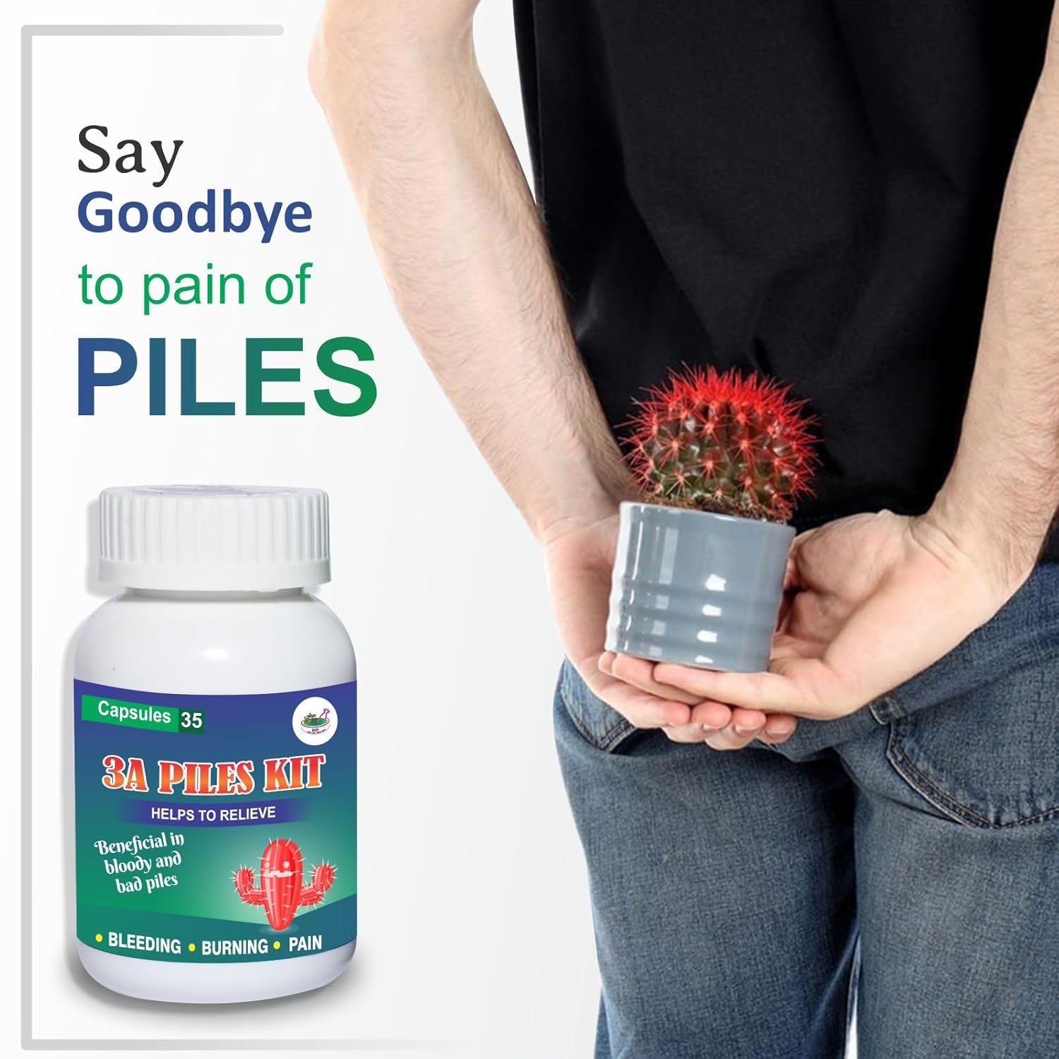 3A Piles Kit by Aarogya India | Ayurvedic Piles Relief Kit for Internal & External Hemorrhoids | Natural Pain & Bleeding Support